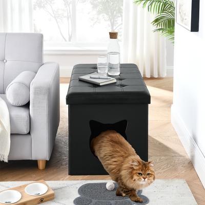 Show full view: Sweet Barks Designer Enclosure Hidden Washroom Bench Ottoman Cat Litter Box, Black slide 7 of 11