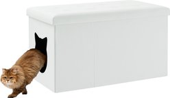 Sweet Barks Designer Enclosure Hidden Washroom Bench Ottoman Cat Litter Box, White