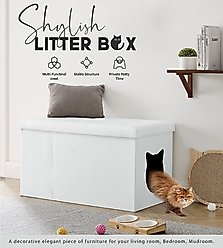 Sweet Barks Designer Enclosure Hidden Washroom Bench Ottoman Cat Litter Box, White slide 2 of 9