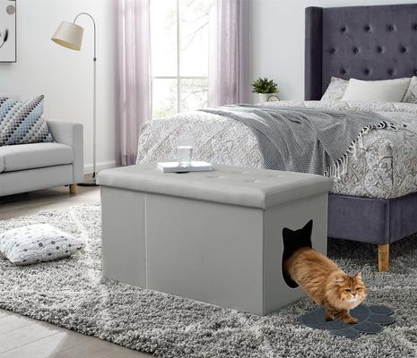 Show full view: Sweet Barks Designer Enclosure Hidden Washroom Bench Ottoman Cat Litter Box slide 2 of 6