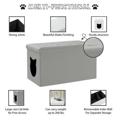 Show full view: Sweet Barks Designer Enclosure Hidden Washroom Bench Ottoman Cat Litter Box slide 4 of 6