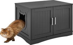 Sweet Barks Designer Washroom Storage Bench Cat Litter Box Enclosure, Black