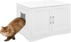 Sweet Barks Designer Washroom Storage Bench Cat Litter Box Enclosure, White