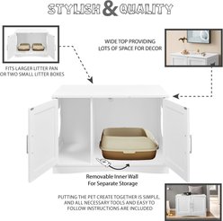 Sweet Barks Designer Washroom Storage Bench Cat Litter Box Enclosure, White slide 2 of 9