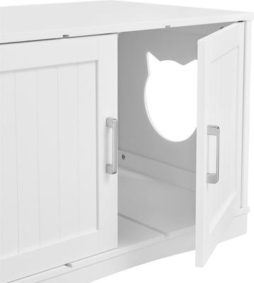 Show full view: Sweet Barks Designer Washroom Storage Bench Cat Litter Box Enclosure, White slide 8 of 10