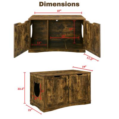 Show full view: Sweet Barks Enclosed House Side Table Cat Litter Box, Rustic Brown, Large slide 3 of 10