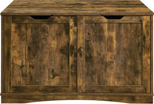 Show full view: Sweet Barks Enclosed House Side Table Cat Litter Box, Rustic Brown, Large slide 7 of 10