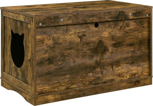 Show full view: Sweet Barks Enclosed House Side Table Cat Litter Box, Rustic Brown, Large slide 8 of 10