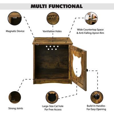 Show full view: Sweet Barks Enclosed House Side Table Cat Litter Box, Rustic Brown, Small slide 5 of 10