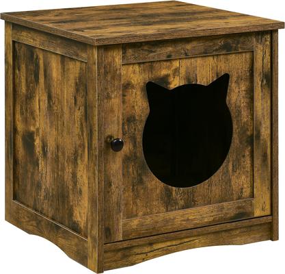 Show full view: Sweet Barks Enclosed House Side Table Cat Litter Box, Rustic Brown, Small slide 9 of 10
