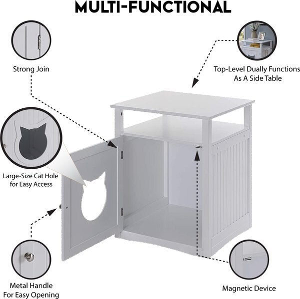 Sweet Barks Wooden Nightstand Cat Litter Box Enclosure