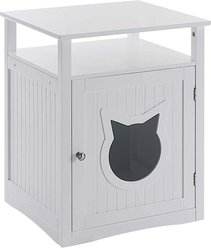 Sweet Barks Wooden Nightstand Cat Litter Box Enclosure, White slide 2 of 6