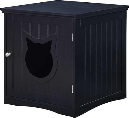 Show full view: Sweet Barks Wooden Side Table Cat Litter Box Enclosure, Black slide 8 of 9