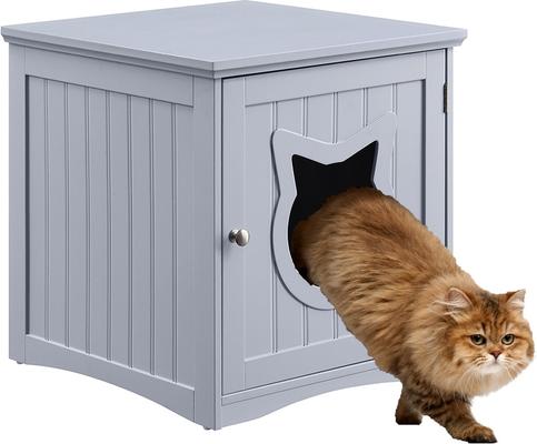 Show full view: Sweet Barks Wooden Side Table Cat Litter Box Enclosure, Grey slide 2 of 9
