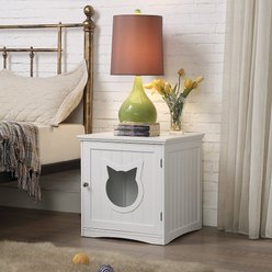 Sweet Barks Wooden Side Table Cat Litter Box Enclosure, White slide 2 of 8