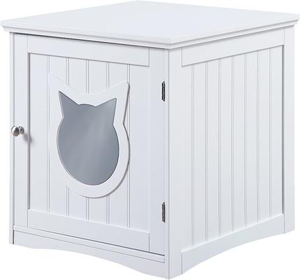Show full view: Sweet Barks Wooden Side Table Cat Litter Box Enclosure, White slide 8 of 9