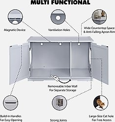 Sweet Barks Wooden Washroom Bench Cat Litter Box Enclosure, White slide 2 of 7