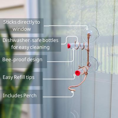 Show full view: Sweet Feeders Modern Window Bird Feeder, Copper, 2 Station slide 2 of 8