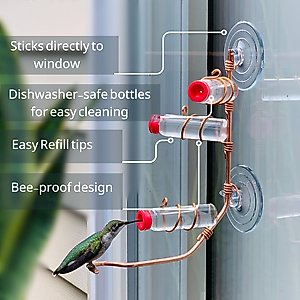 Sweet Feeders Modern Window Bird Feeder, Copper, 3 Station