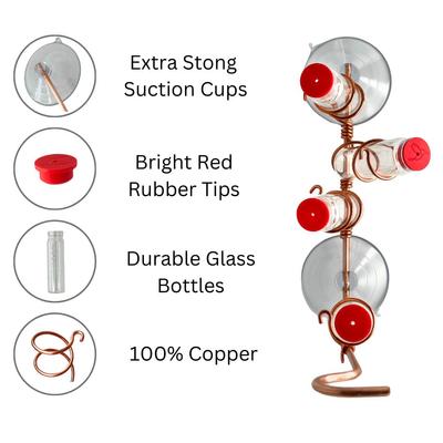 Show full view: Sweet Feeders Modern Window Bird Feeder, Copper, 4 Station slide 3 of 9