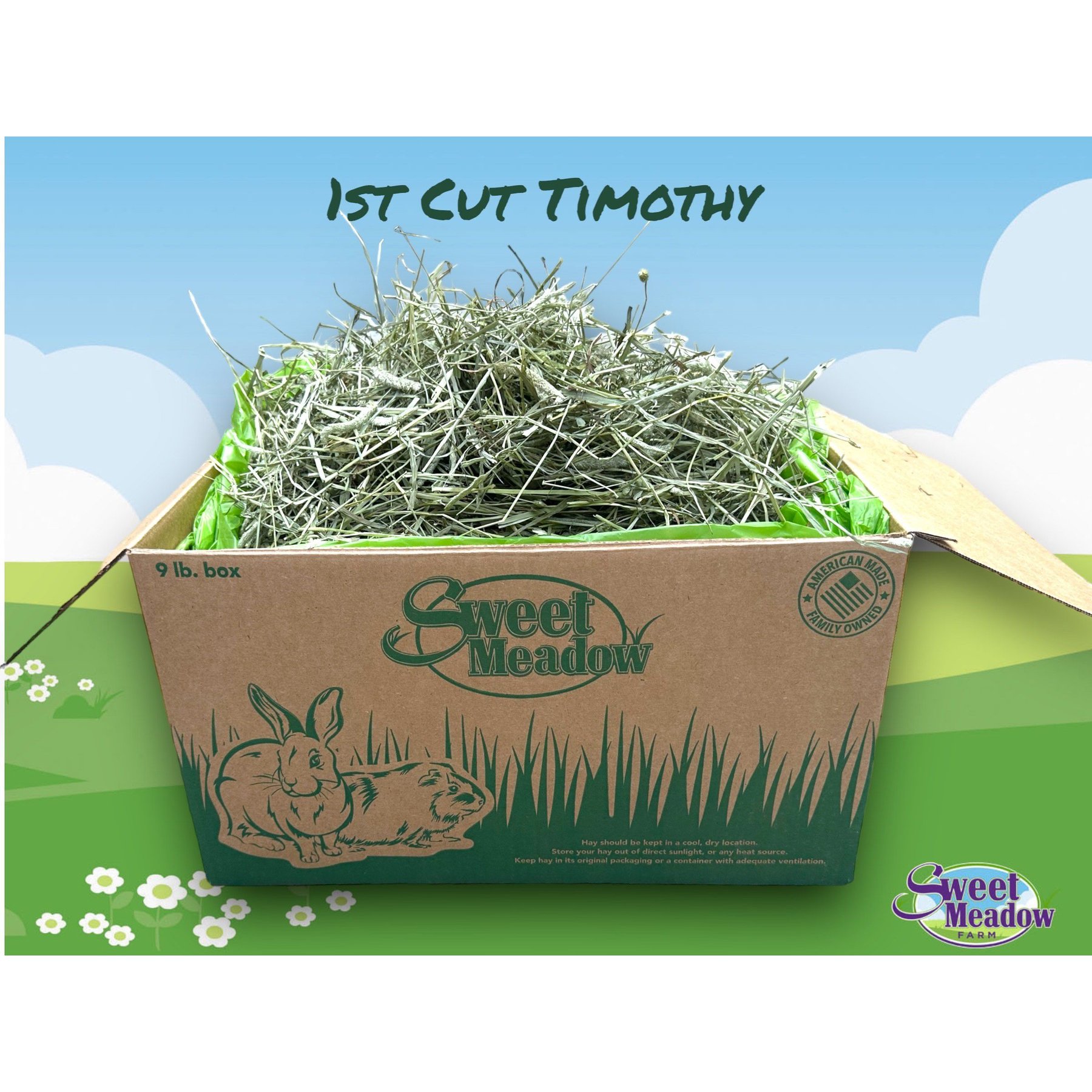 Sweet Meadow Farm 1st Cut Timothy Hay Small Pet Food, 9-lb box