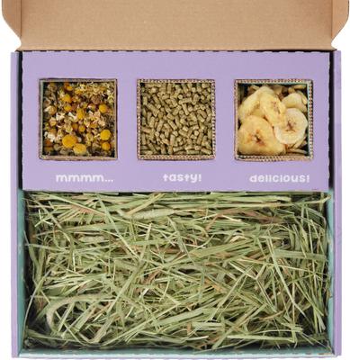 Show full view: Sweet Meadow Farm Bunny Bento Box Western Timothy, Banana Chips & Chamomile Small Pet Treat, 10-oz box slide 2 of 9