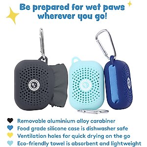 Sweet Paws Perfect Paws Portable Dog Towel, Newport Navy, Large, 1 count