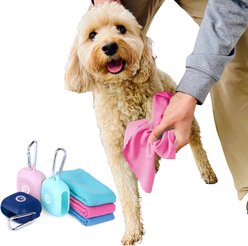 Sweet Paws Perfect Paws Portable Dog Towel, Rosy Glow, Minty Fresh & Newport Navy, Small, 3 count