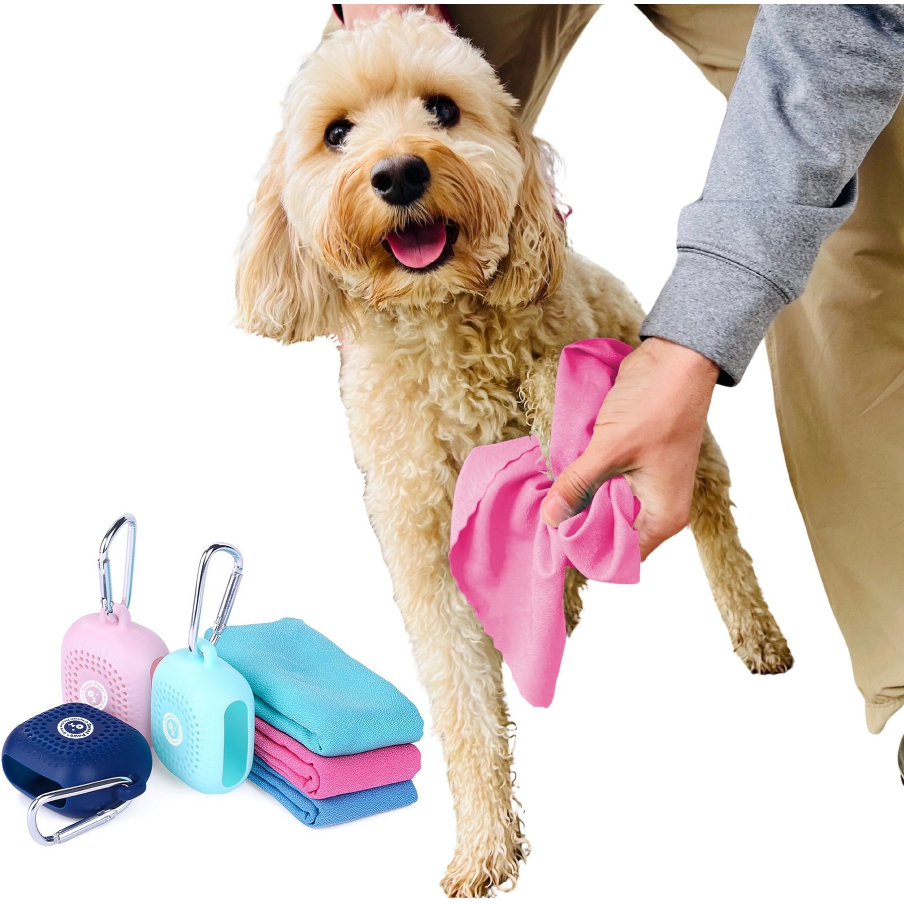 Sweet Paws Perfect Paws Portable Dog Towel, Rosy Glow, Minty Fresh & Newport Navy, Small, 3 count