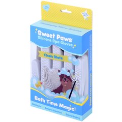 Sweet Paws Silicone Spa Dog & Cat Bathing & Grooming Gloves, 2 count, Clean Slate
