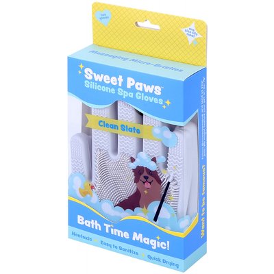 Sweet Paws Sweet Paws Silicone Spa Dog & Cat Bathing & Grooming Gloves, 2 count, Clean Slate