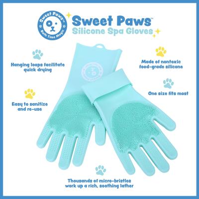 Show full view: Sweet Paws Silicone Spa Dog & Cat Bathing & Grooming Gloves, 2 count, Minty Fresh slide 5 of 10