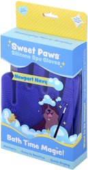 Sweet Paws Silicone Spa Dog & Cat Bathing & Grooming Gloves, 2 count, Newport Navy
