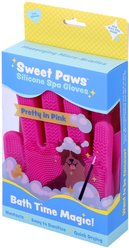 Sweet Paws Silicone Spa Dog & Cat Bathing & Grooming Gloves, 2 count, Pretty In Pink