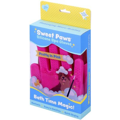 Sweet Paws Sweet Paws Silicone Spa Dog & Cat Bathing & Grooming Gloves, 2 count, Pretty In Pink