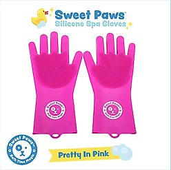 Sweet Paws Silicone Spa Dog & Cat Bathing & Grooming Gloves, 2 count, Pretty In Pink slide 2 of 9