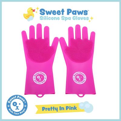 Show full view: Sweet Paws Silicone Spa Dog & Cat Bathing & Grooming Gloves, 2 count, Pretty In Pink slide 2 of 10