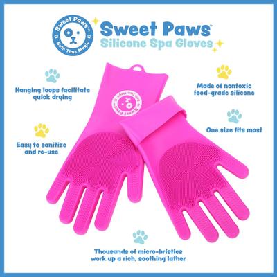Show full view: Sweet Paws Silicone Spa Dog & Cat Bathing & Grooming Gloves, 2 count, Pretty In Pink slide 5 of 10