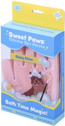 Sweet Paws Silicone Spa Dog & Cat Bathing & Grooming Gloves, 2 count, Rosy Glow