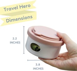 Sweet Paws Travel Hero 3-in-1 Portable Dog Food Container, Poop Bag Dispenser & Collapsible Water Bowl, Blush Pink slide 2 of 9