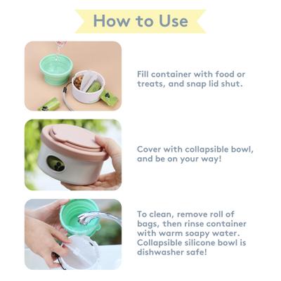 Show full view: Sweet Paws Travel Hero 3-in-1 Portable Dog Food Container, Poop Bag Dispenser & Collapsible Water Bowl, Sea Glass slide 5 of 11