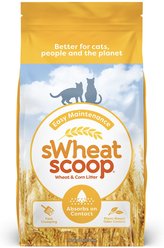sWheat Scoop Easy Maintenance Natural Clumping Wheat & Corn Cat Litter, 28-lb bag