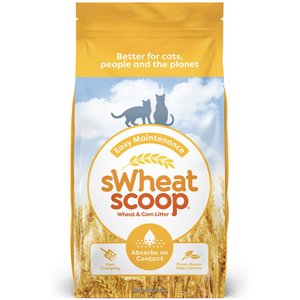 sWheat Scoop Easy Maintenance Natural Clumping Wheat & Corn Cat Litter, 28-lb bag