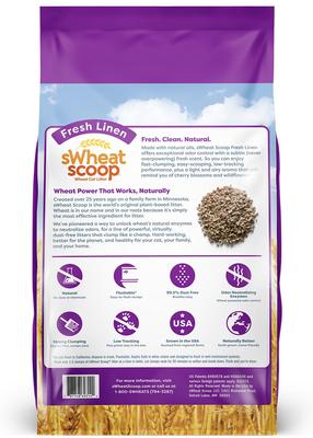 Show full view: sWheat Scoop Fresh Linen Scented Natural Clumping Wheat Cat Litter, 14-lb bag slide 3 of 11
