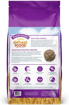 Show full view: sWheat Scoop Fresh Linen Scented Natural Clumping Wheat Cat Litter, 28-lb bag slide 3 of 11
