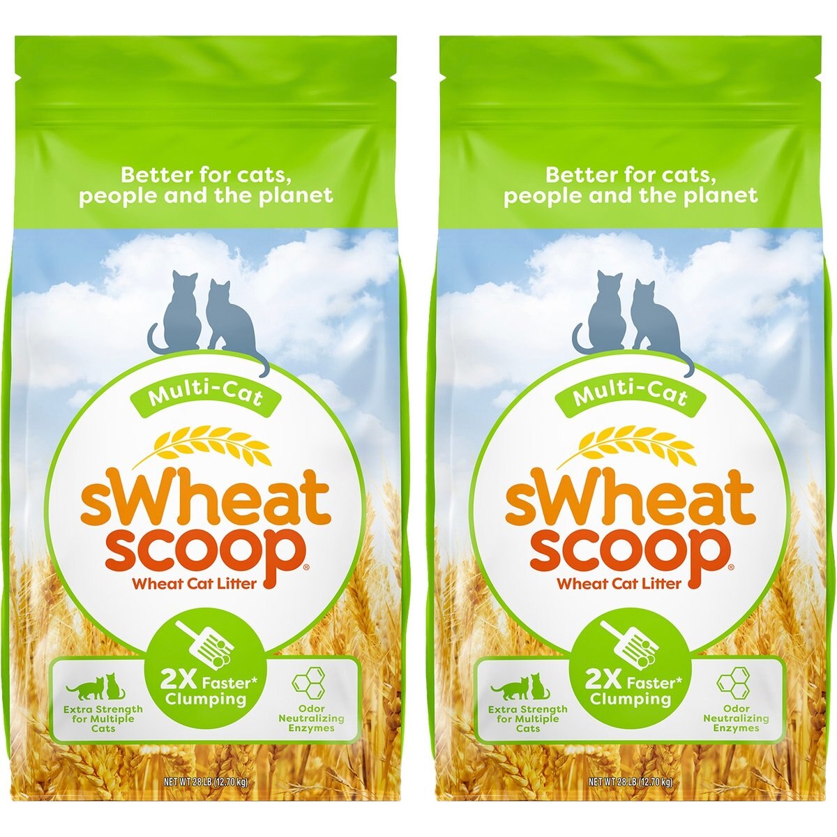 sWheat Scoop Multi-Cat Natural Clumping Wheat Cat Litter, 56-lb bundle