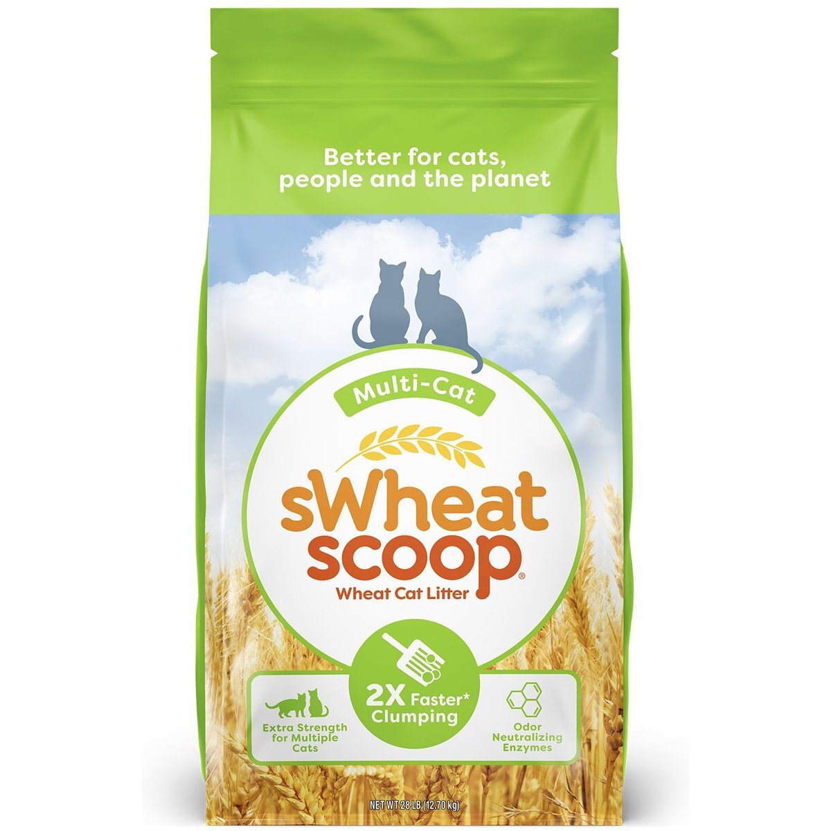 sWheat Scoop Multi-Cat Natural Clumping Wheat Cat Litter, 28-lb bag