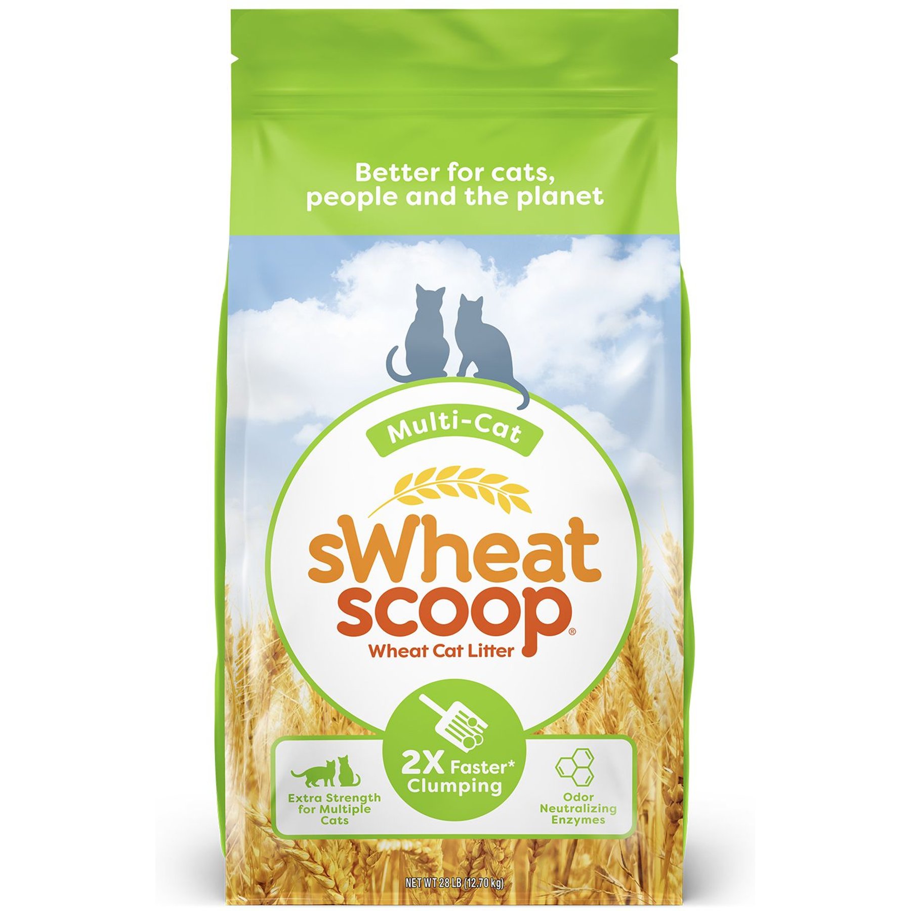 sWheat Scoop Multi-Cat Natural Clumping Wheat Cat Litter, 28-lb bag
