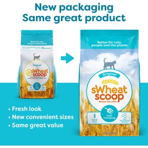 sWheat Scoop Original Natural Clumping Wheat Cat Litter, 28-lb bag
