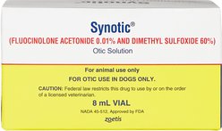 Synotic (fluocinolone acetonide 0.01% and dimethyl sulfoxide 60%) Otic Solution for Dogs, 8-mL